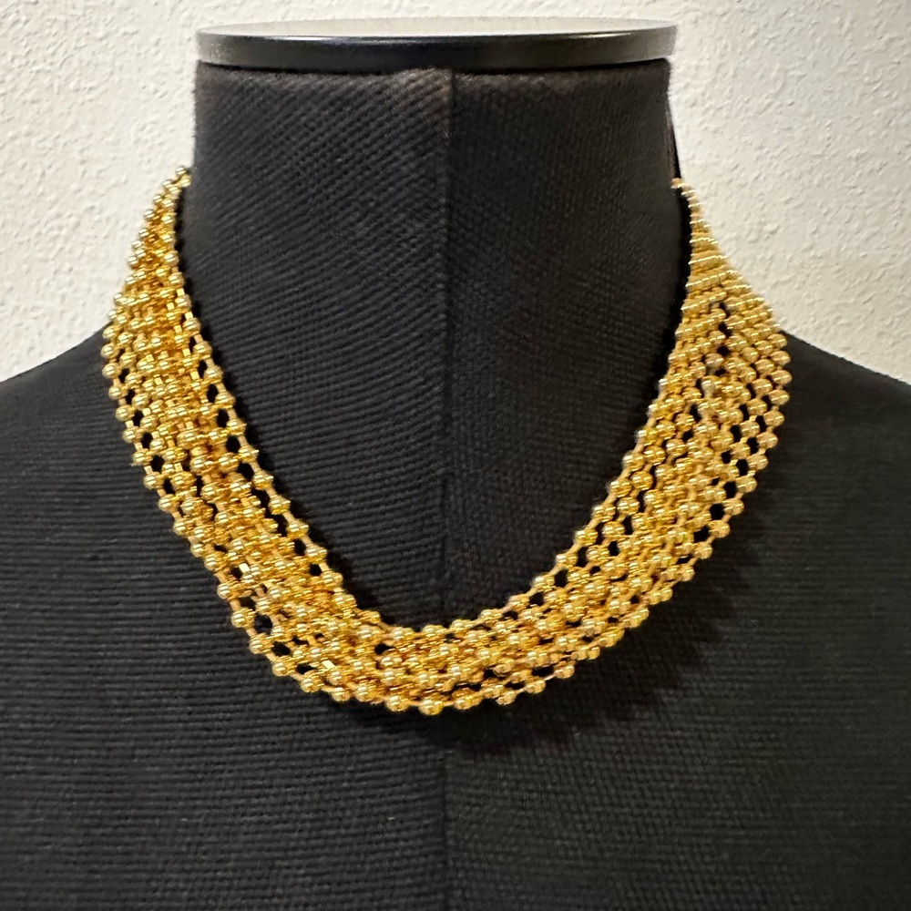 Gold Multi-Strand Beaded Necklace - Elegant Statement Jewelry